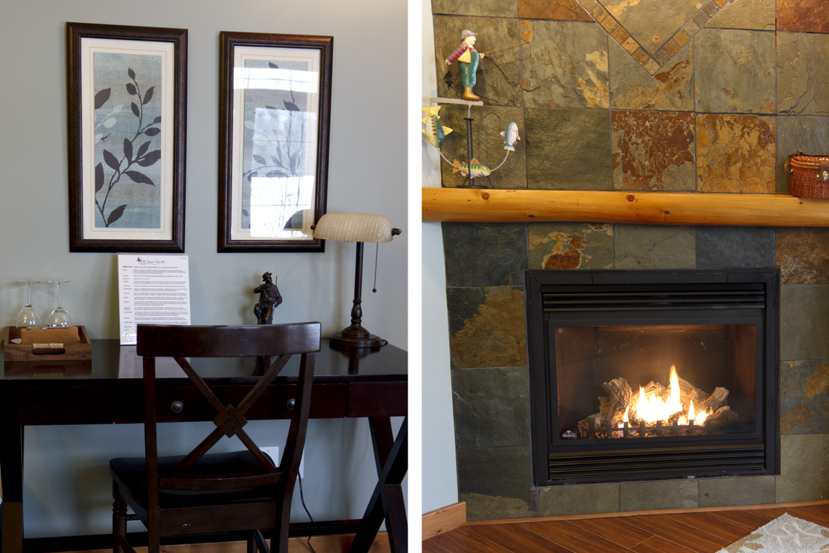 Brown Trout Fireplace Desk | The Prairie Creek Inn